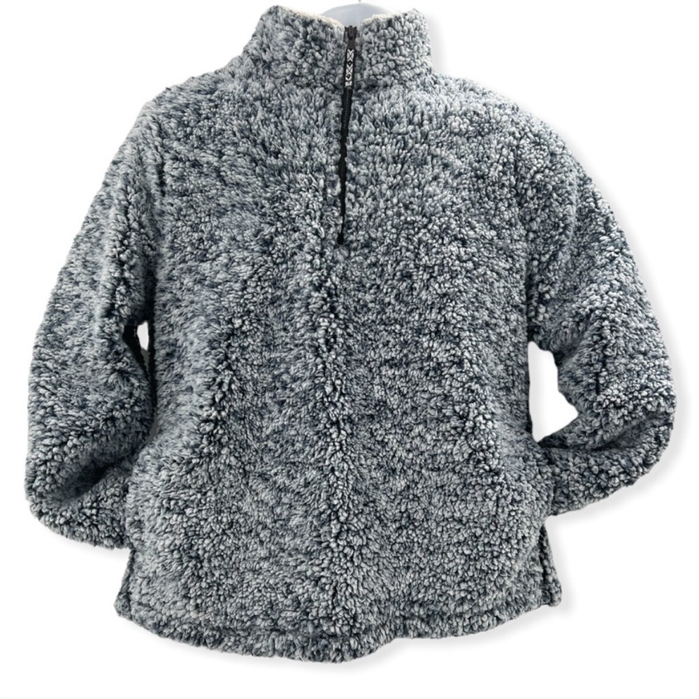 Emily B Blue/White Sherpa 1/4 Zip Pullover Size M